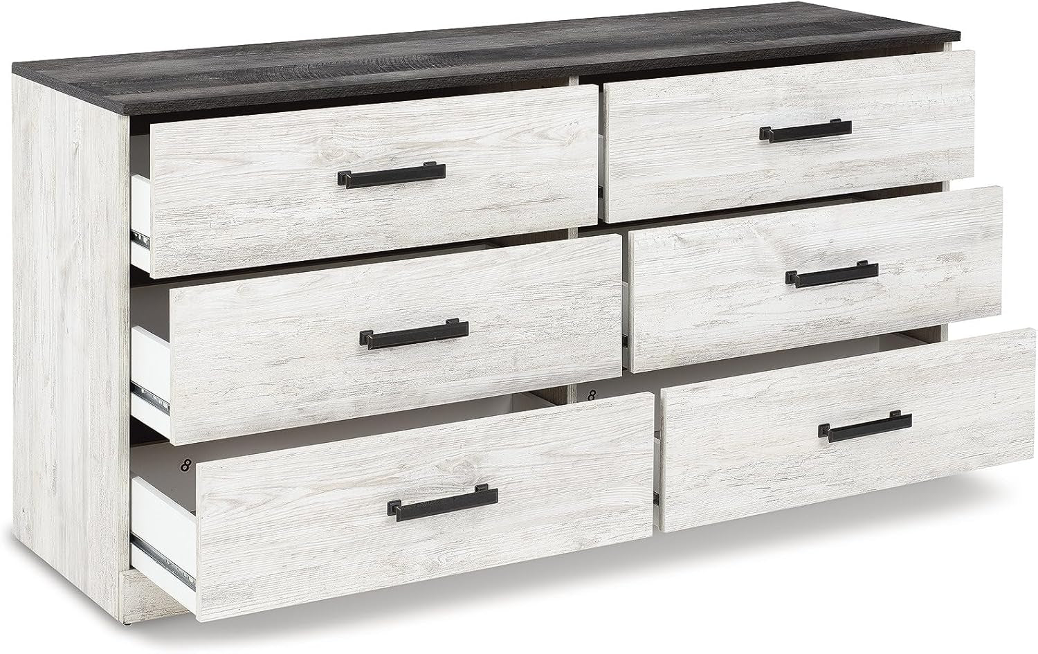 Shawburn Modern Farmhouse 6 Drawer Dresser, Two Tone White & Dark Gray