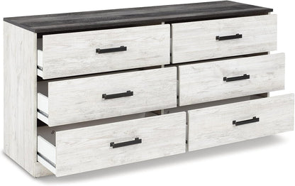 Shawburn Modern Farmhouse 6 Drawer Dresser, Two Tone White & Dark Gray