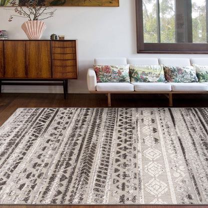 Modern Stripes Geometric Indoor/Outdoor Area Rug 5' X 7' Gray