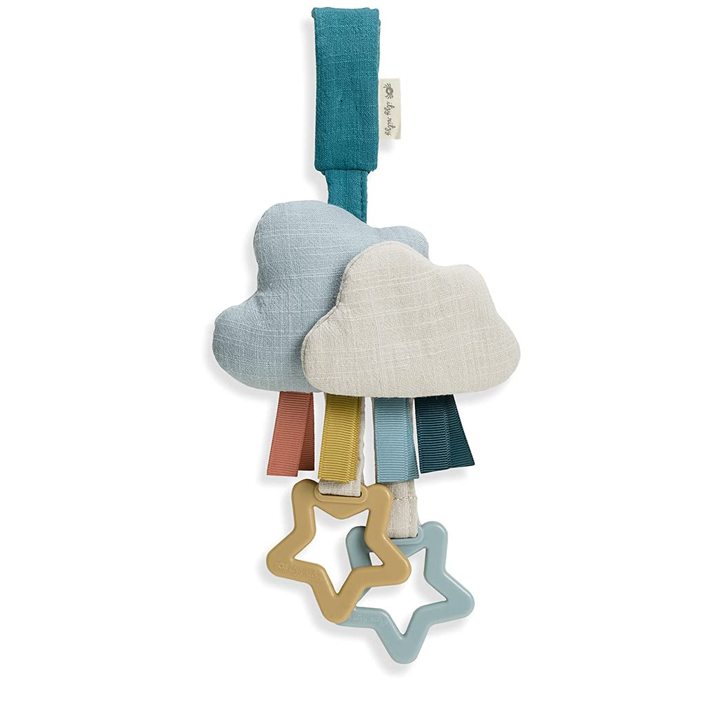 Jingle Travel Toy for Stroller, Car Seat or Activity Gym - Baby Hanging Toy Features Jingle Sound, Clinking Rings & Adjustable Attachment Loop (Cloud)