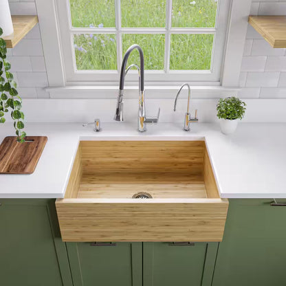 Farmhouse/Apron-Front Bamboo 30 In. Single Bowl Kitchen Sink