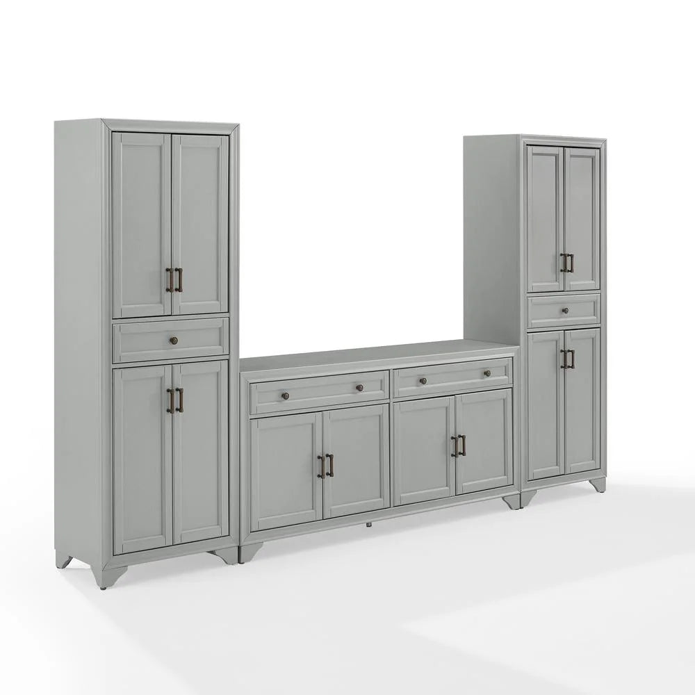 Tara 3-Piece Modern Farmhouse Sideboard Buffet Cabinet and Kitchen Storage Pantry Set