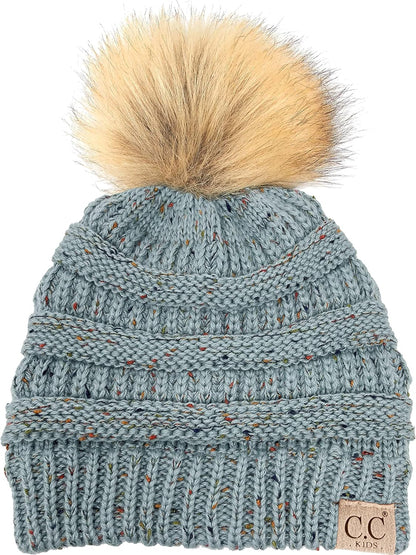 Cozy Toddler Cable Knit Pom Beanie - Warm Winter Hat for Kids