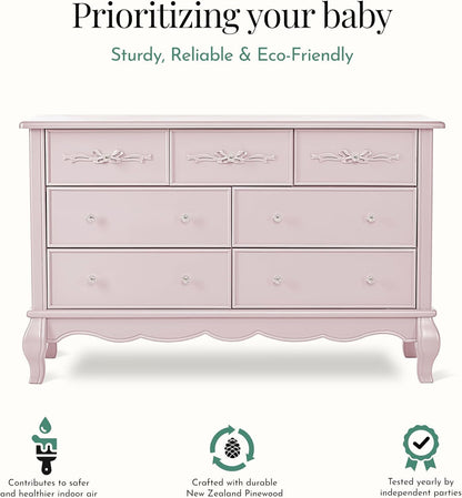 Aurora 7 Drawer Double Dresser, Dusty Rose