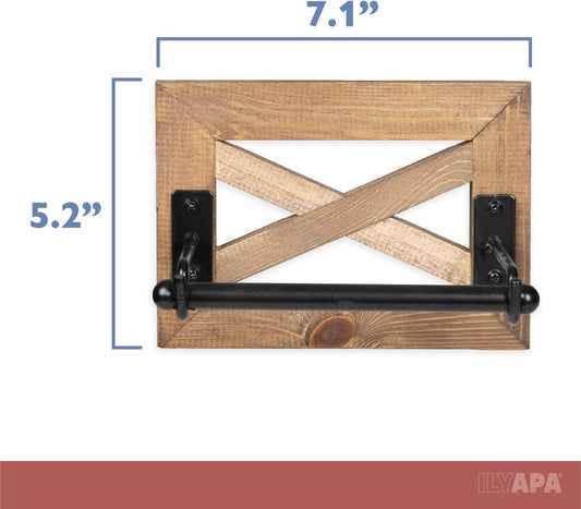 Farmhouse Toilet Paper Holder for Bathroom - Rustic Wood Wall Mount Toilet Roll Holder
