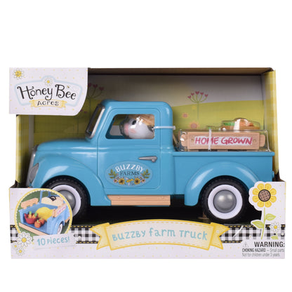 Buzzby Blue Farm Truck with Mini Doll Figure, 10 Pieces, Children Ages 3+