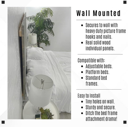 Solid Wood Headboard Gray Fog Oil-Based Finish with Smooth Natural Wood Grain, Wall-Mounted Panels, Adjustable Height, Rustic Coastal Bedroom, Built to Last, King Size Head Board