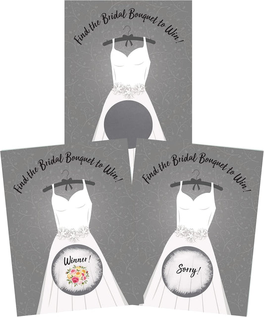 Wedding Dress Scratch off Game Cards 26 Pack, 2 Winners - Bridal Shower Engagement Party Bachelorette Favor