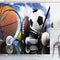 Sports Shower Curtain, Sports Equipment Football Soccer Darts Ice Hockey Baseball Basketball Theme, Cloth Fabric Bathroom Decor Set with Hooks, 69" W X 75" L, Orange Black