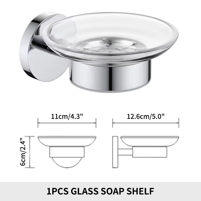 Wall Mounted Chrome Polished Bathroom Storage Rack Toilet Paper Holder Towel Bar Shelf Liquid Soap Holder Toilet Accessories