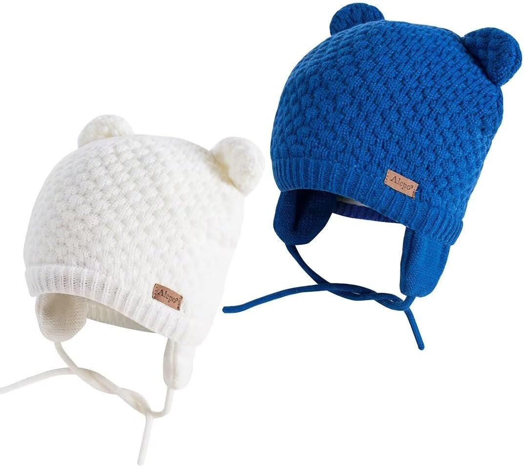 Winter Beanie Hat for Baby Kids Toddler Infant Newborn, Earflap Cute Warm Fleece Lind Knit Cap for Boys Girls