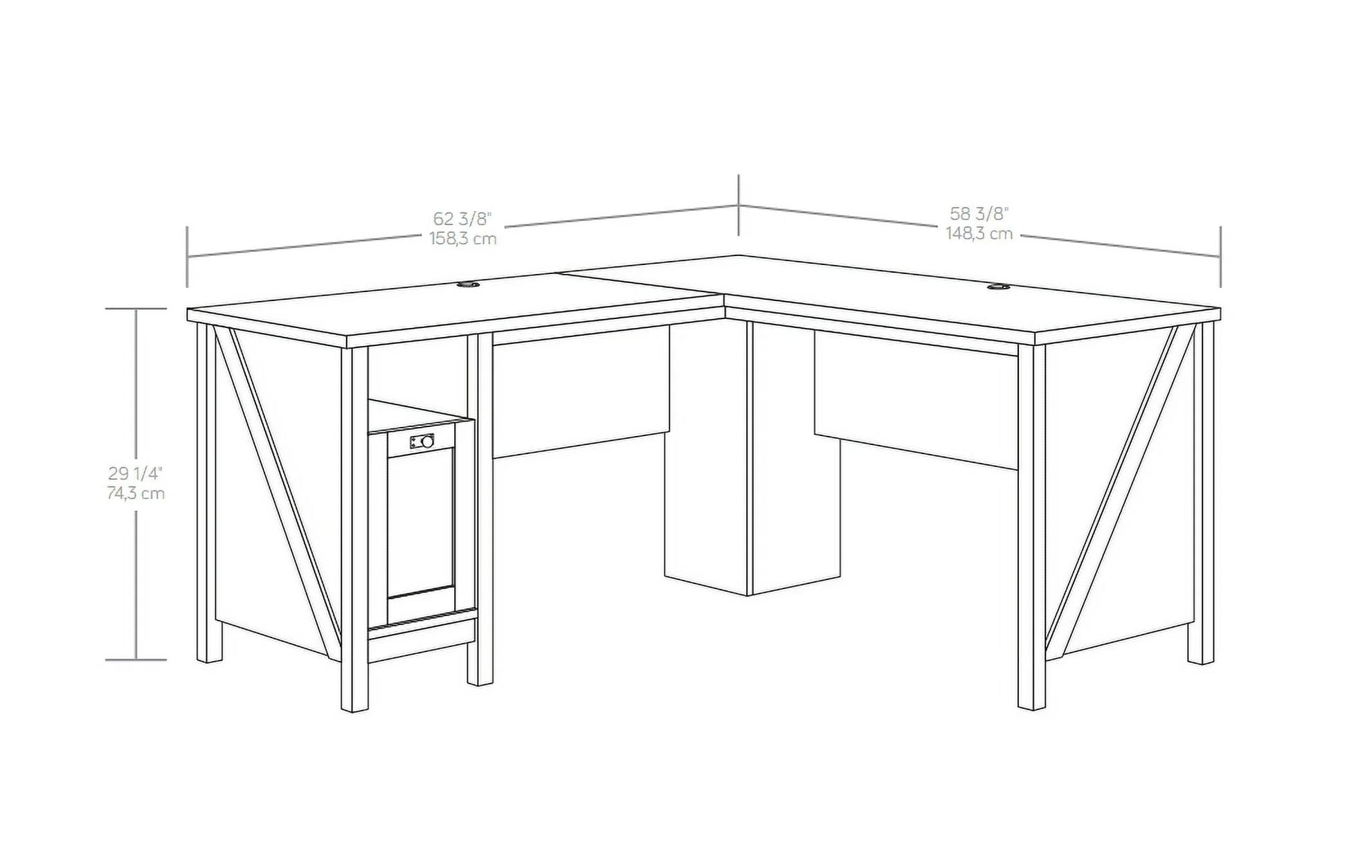 Modern Farmhouse L-Desk, Rustic Gray Finish