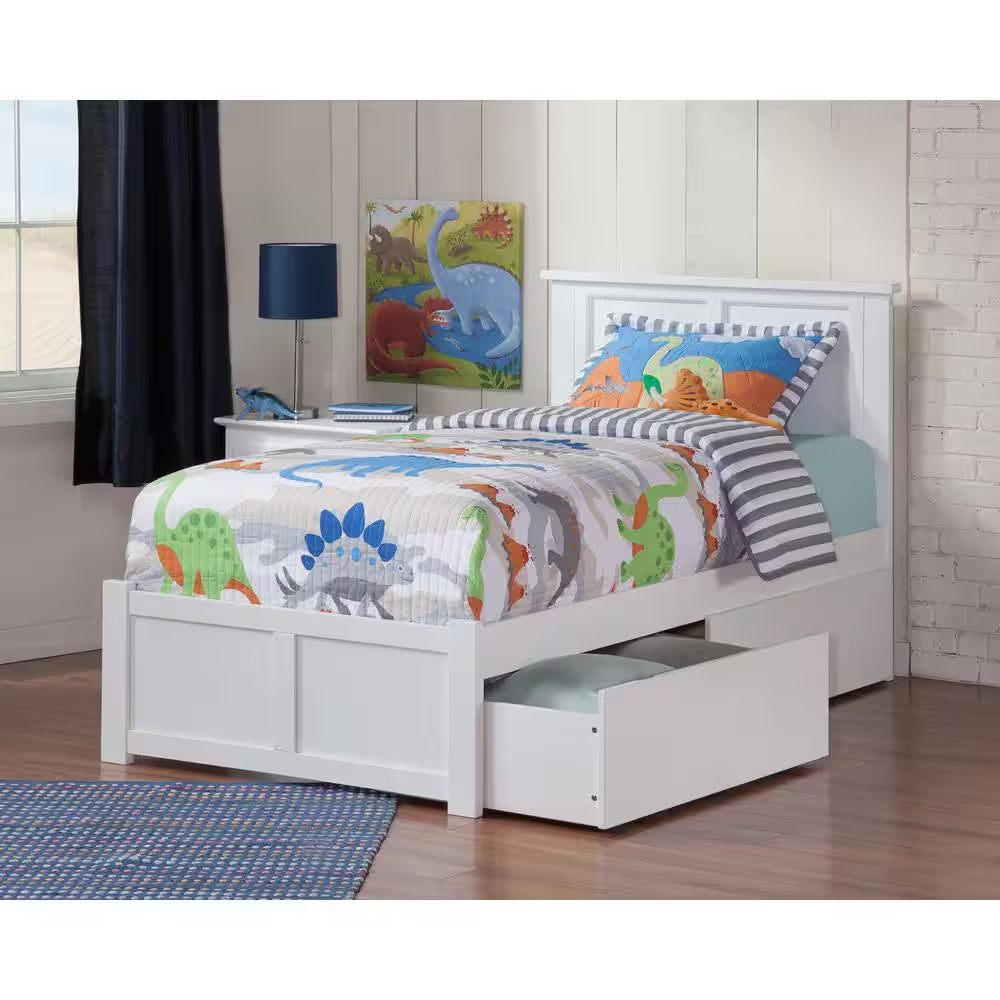 Madison Full Platform Bed with Flat Panel Foot Board and 2-Urban Bed Drawers in Espresso