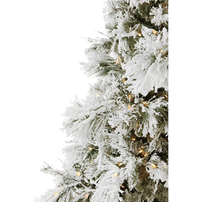 6.5' Pre-Lit Flocked Snowy Pine Artificial Christmas Tree, 450 Warm White LED Lights