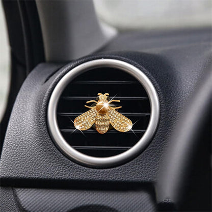 2 Pcs Bling Bee Air Vent Clips, Crystal Bee Car Air Conditioning Outlet Clip, Rhinestone Diamond Bee Auto Interior Decoration, Universal Vehicle Diffuser Vent Decors for Women (Style A)