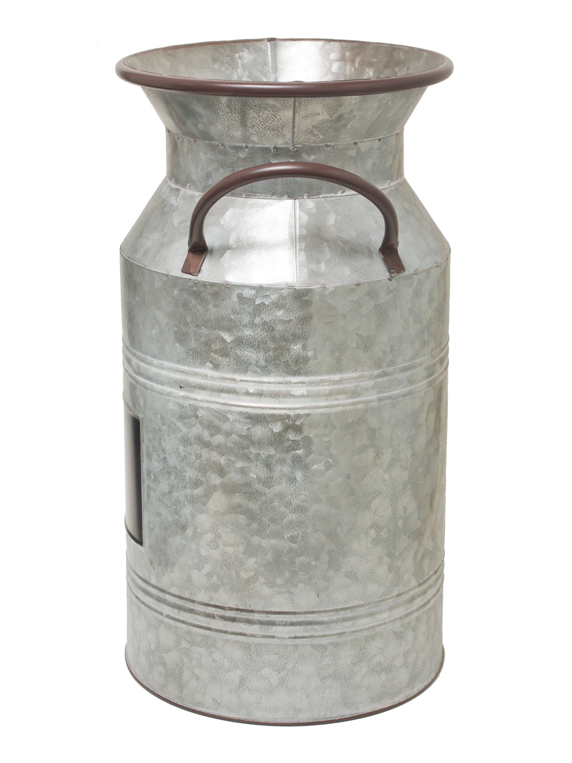 Elegant Expressions Decorative 15" Metal Gray Solid Print Milk Can Vase with Chalkboard, for Living Rooms, Entry, and Other Locations Décor, 1 Each