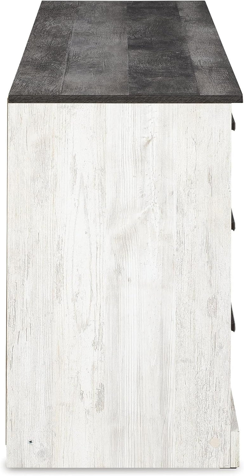 Shawburn Modern Farmhouse 6 Drawer Dresser, Two Tone White & Dark Gray