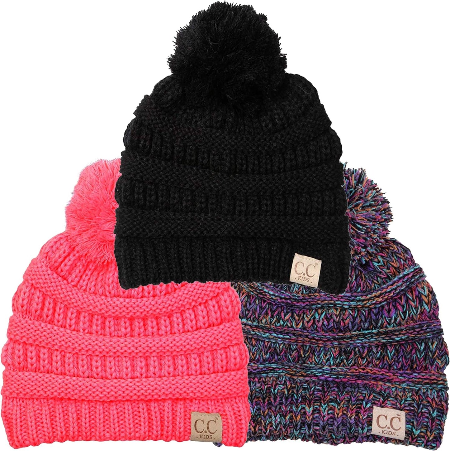 Cozy Toddler Cable Knit Pom Beanie - Warm Winter Hat for Kids