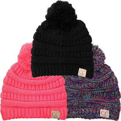 Cozy Toddler Cable Knit Pom Beanie - Warm Winter Hat for Kids