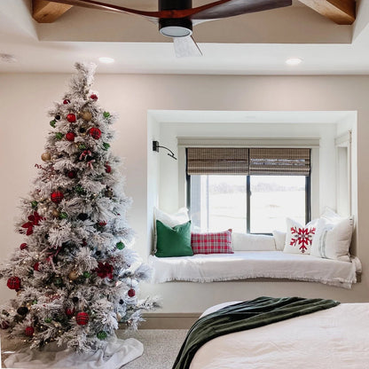 6.5' Pre-Lit Flocked Snowy Pine Artificial Christmas Tree, 450 Warm White LED Lights