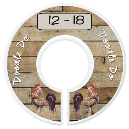 Baby Nursery Closet Dividers, Barnyard Themed, 6 Piece Set, Plastic, Multicolor, 3.5 in Height and Width, 1 3/8 in Diameter Opening
