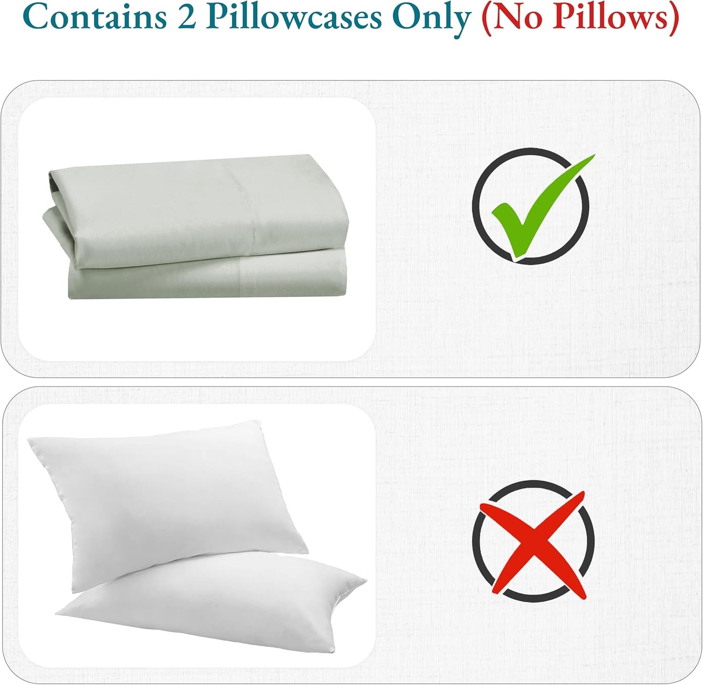 Soft & Silky 500 Thread Count 100% Cotton Sateen, Cool & Smooth with a Classic Opening, Set of 2 King Pillow Cases (Solid - Silver Sage)