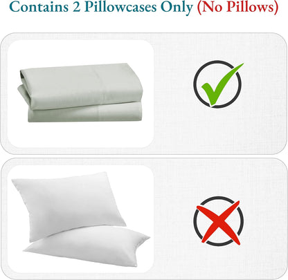 Soft & Silky 500 Thread Count 100% Cotton Sateen, Cool & Smooth with a Classic Opening, Set of 2 King Pillow Cases (Solid - Silver Sage)