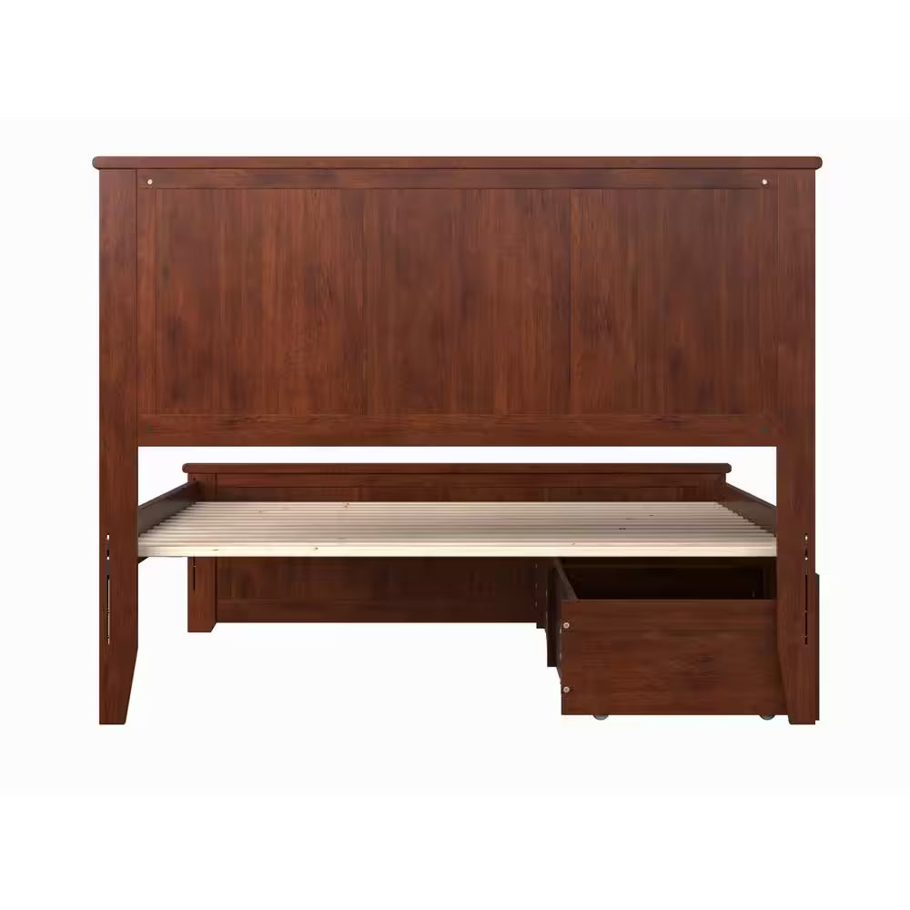 Madison Walnut Full Platform Bed with Matching Foot Board and 2 Urban Bed Drawers