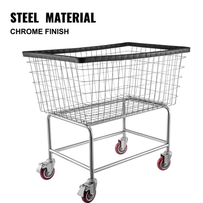 Wire Laundry Cart Wire Laundry Basket 4.5 Bushel Heavy Duty W/ 5'' Wheels