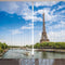 Eiffel Tower Curtains, Summer Historic Architecture View from a Low Angle with Seine River France Holiday Destination, Living Room Bedroom Window Drapes 2 Panel Set, 108" X 84", Green Blue