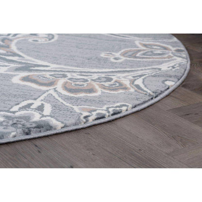 Madison Floral Gray 6 Ft. round Indoor Area Rug