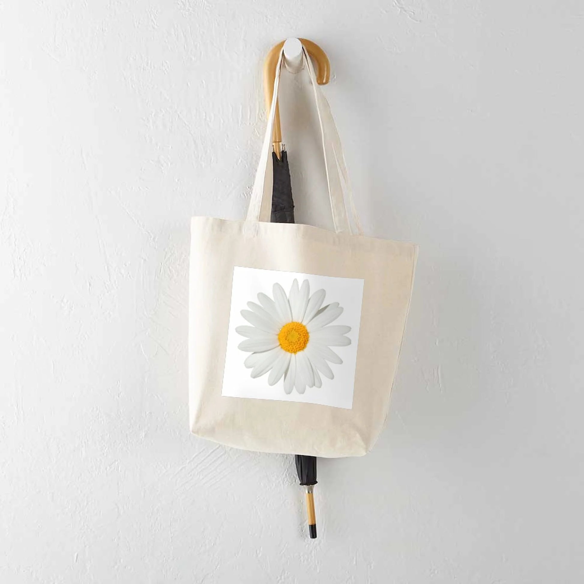 - Daisy Tote Bag - Natural Canvas Tote Bag, Cloth Shopping Bag