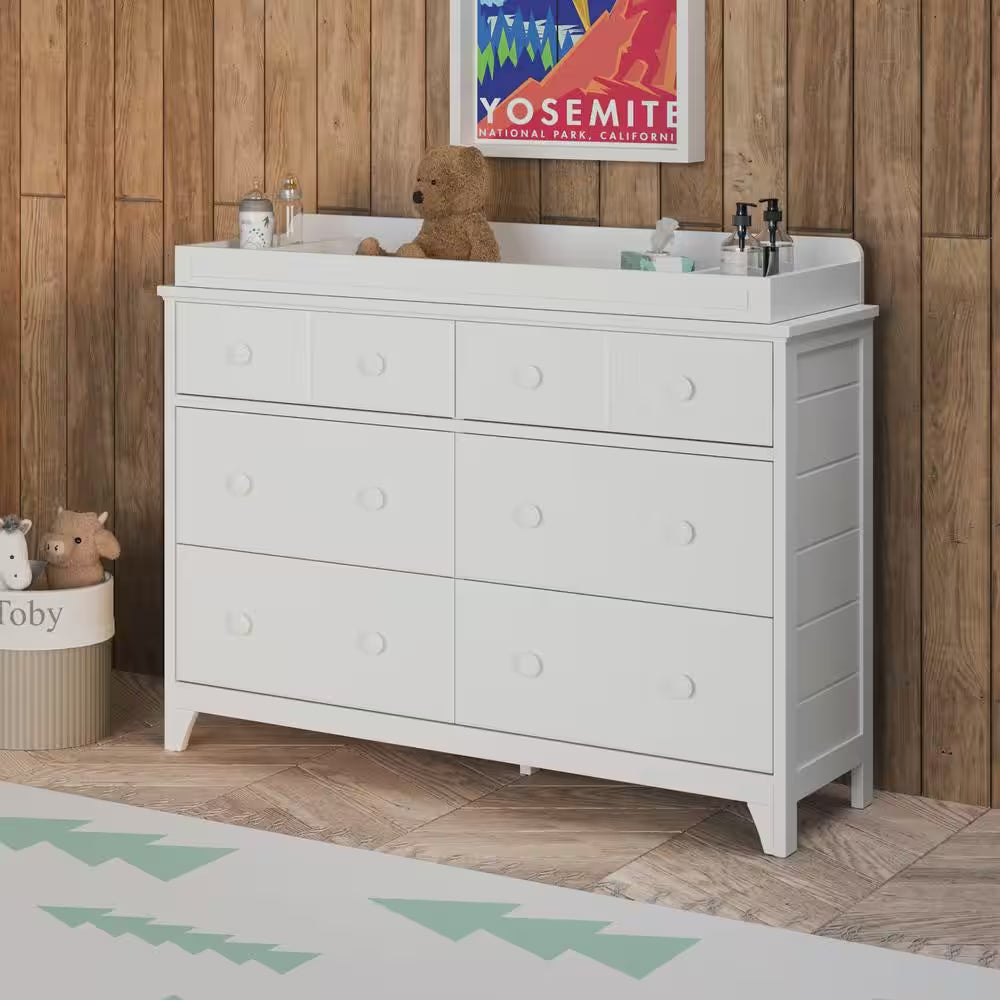 Moss 6-Drawer White Dresser