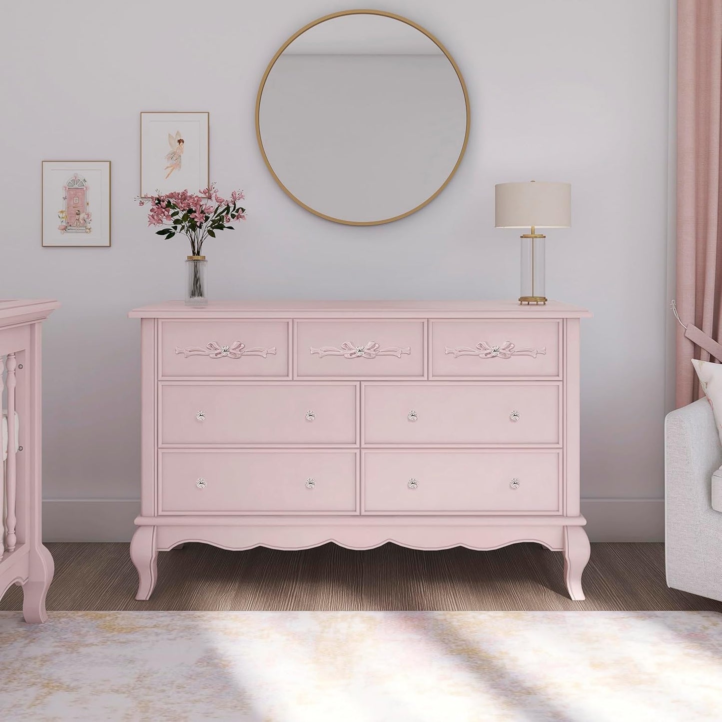 Aurora 7 Drawer Double Dresser, Dusty Rose