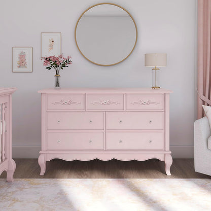 Aurora 7 Drawer Double Dresser, Dusty Rose