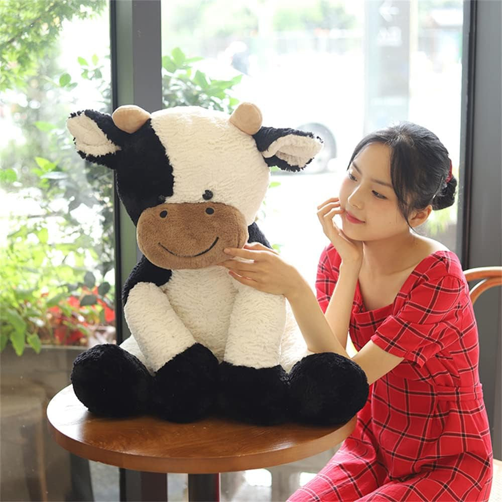 Cow Year Plush Toy Cute Cattle Stuffed Animals Cattle Soft Doll Kids Toys Birthday Gift for Children Easter, Thanksgiving, Christmas, New Year'S Gifts (Black and White, 50Cm/19Inch)