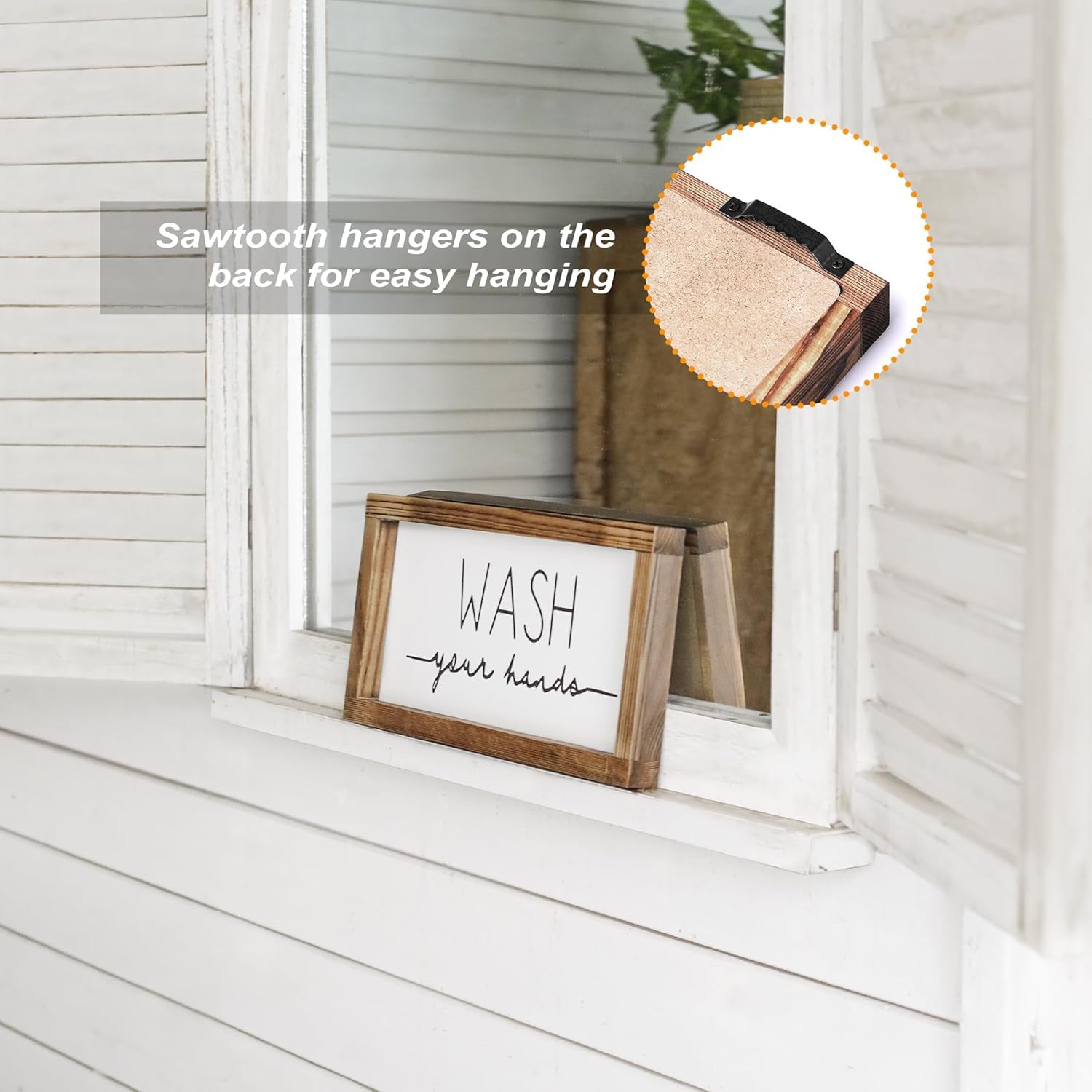 Bathroom Sign & Plaque (Set of 3) Wash Your Hands Brush Your Teeth Comb Your Hair Decorative Rustic Wood Farmhouse Bathroom Wall Decor (White)