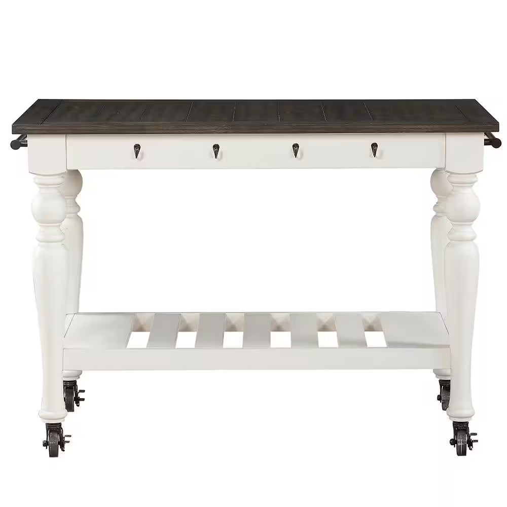 Joanna Two-Tone Ivory and Dark Oak Kitchen Cart