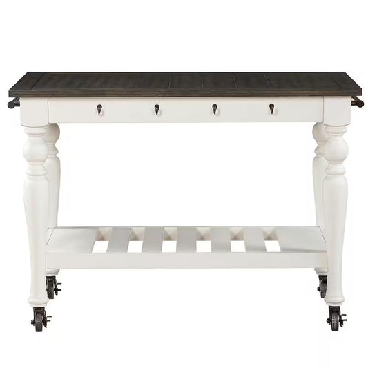 Joanna Two-Tone Ivory and Dark Oak Kitchen Cart