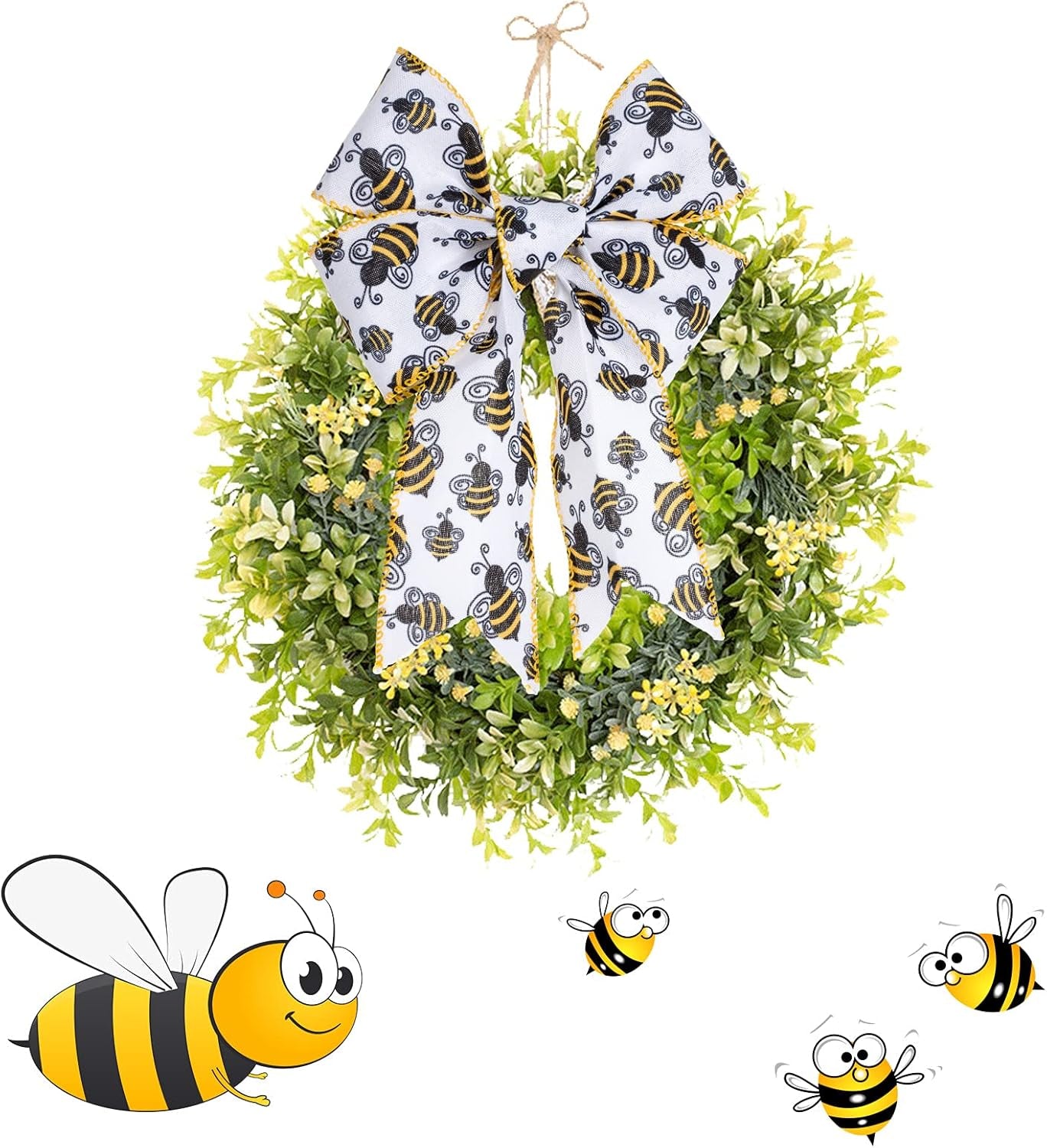 Bumble Bee Wired Edge Ribbon, Honeybee Print Ribbon for Wreaths, Gift Wrapping and Party Decoration, 10 Yards by 2.5 Inches