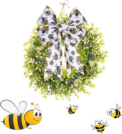Bumble Bee Wired Edge Ribbon, Honeybee Print Ribbon for Wreaths, Gift Wrapping and Party Decoration, 10 Yards by 2.5 Inches