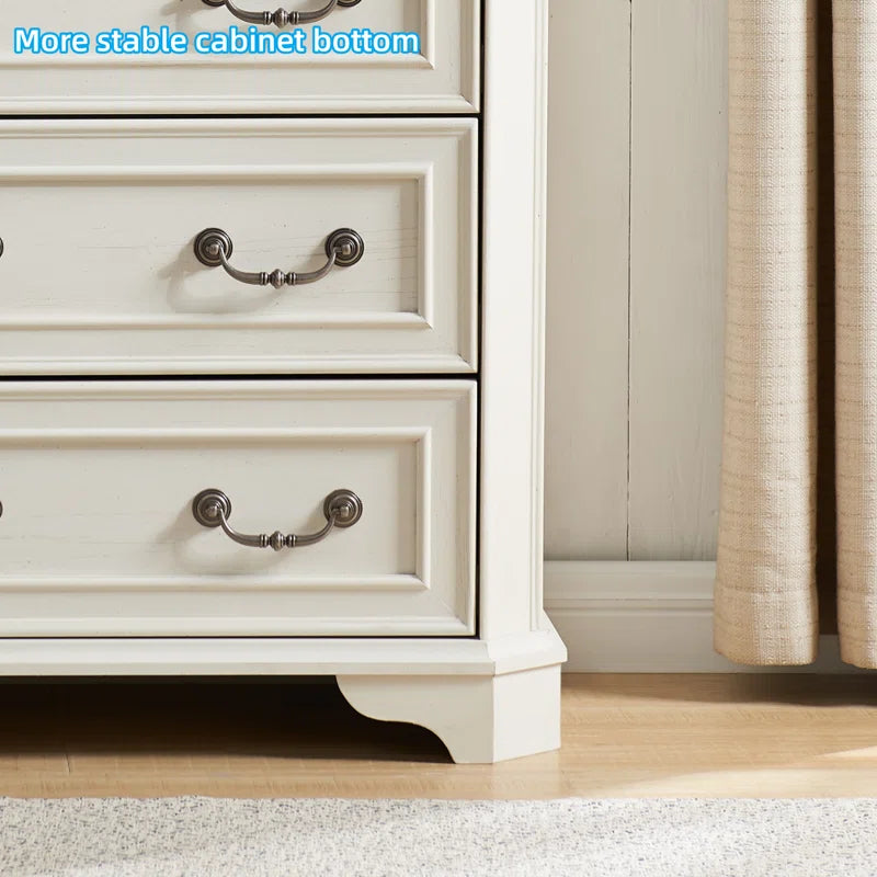 Theron Farmhouse 5 Drawer Bedroom Dresser, Wood Tall Chest of Drawers, Closet Storage for Bedroom