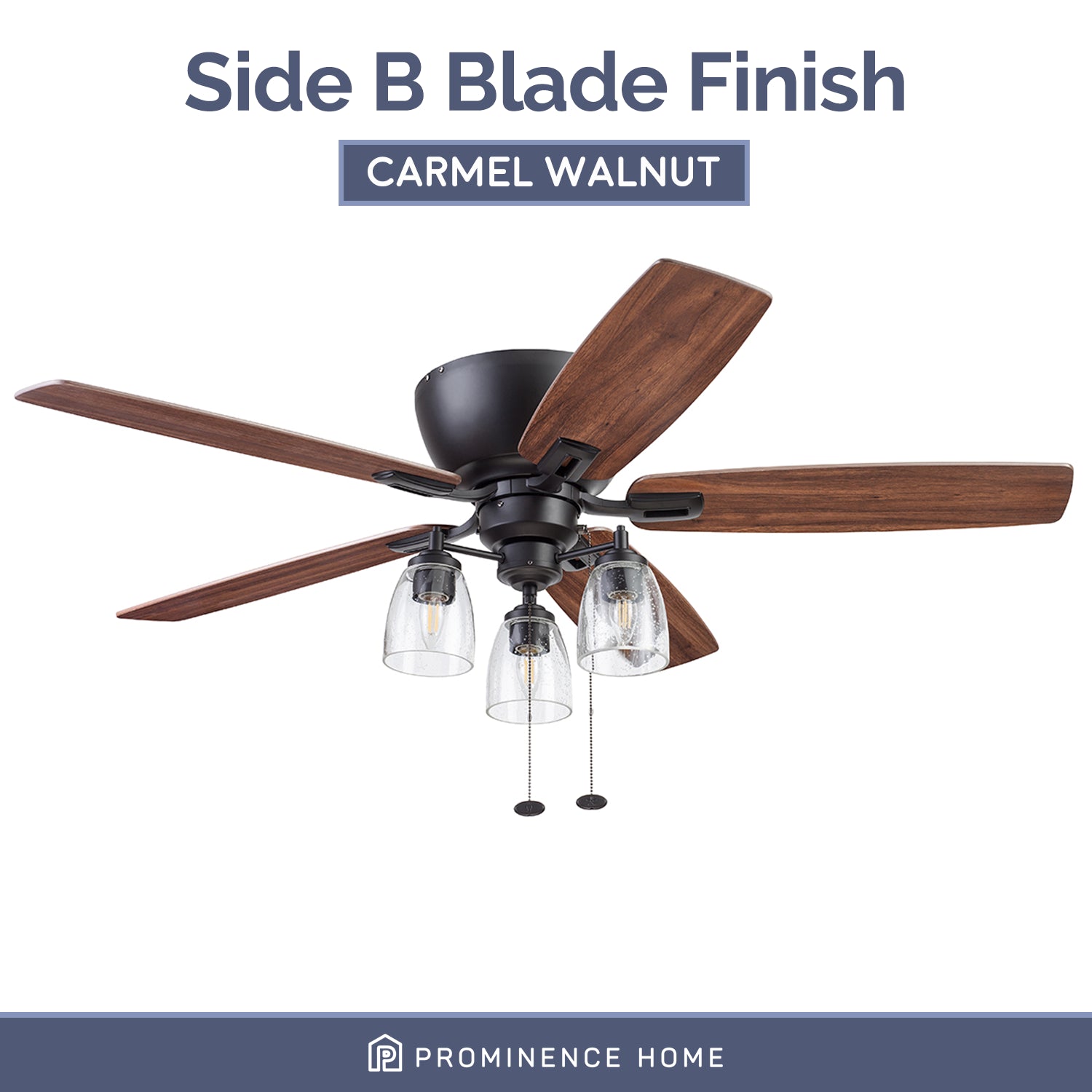 Arthur 52" Bronze Farmhouse Flushmount Ceiling Fan with 5 Blades, Remote & Reverse Airflow