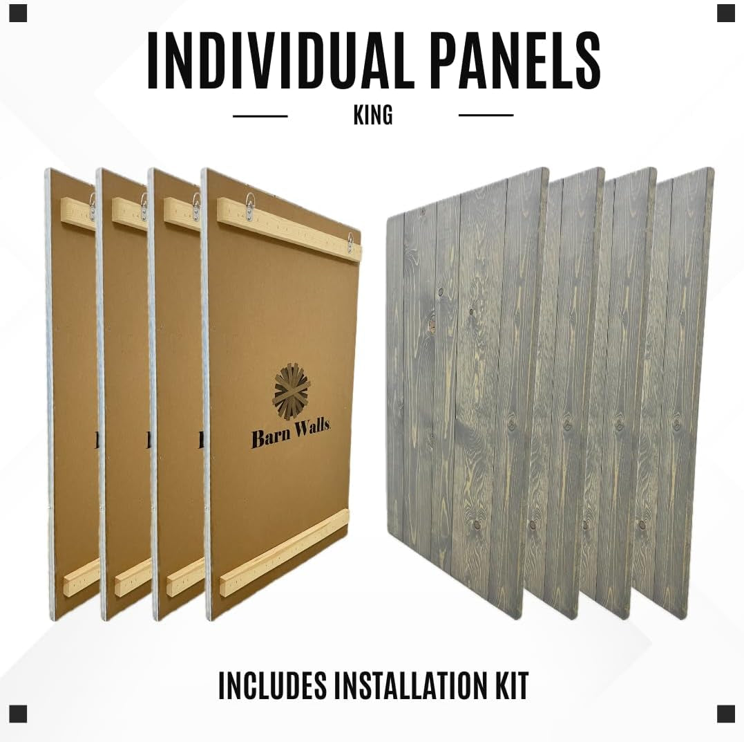 Solid Wood Headboard Gray Fog Oil-Based Finish with Smooth Natural Wood Grain, Wall-Mounted Panels, Adjustable Height, Rustic Coastal Bedroom, Built to Last, King Size Head Board