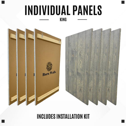 Solid Wood Headboard Gray Fog Oil-Based Finish with Smooth Natural Wood Grain, Wall-Mounted Panels, Adjustable Height, Rustic Coastal Bedroom, Built to Last, King Size Head Board