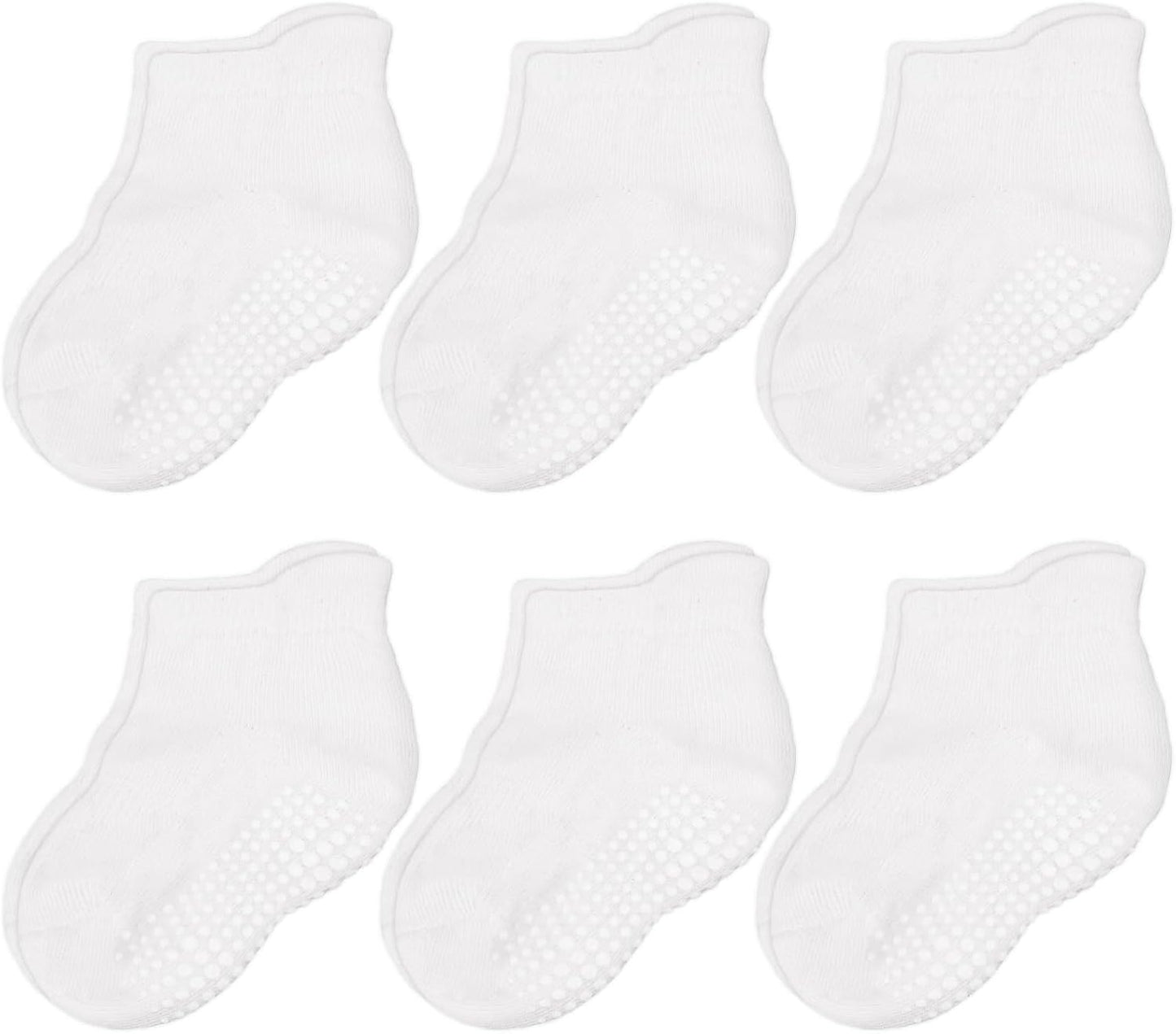 Baby & Toddler Socks with Grippers Non Slip Ankle Grip Socks for Boys and Girls Babies - Comfy Soft Cotton - 6 Pack