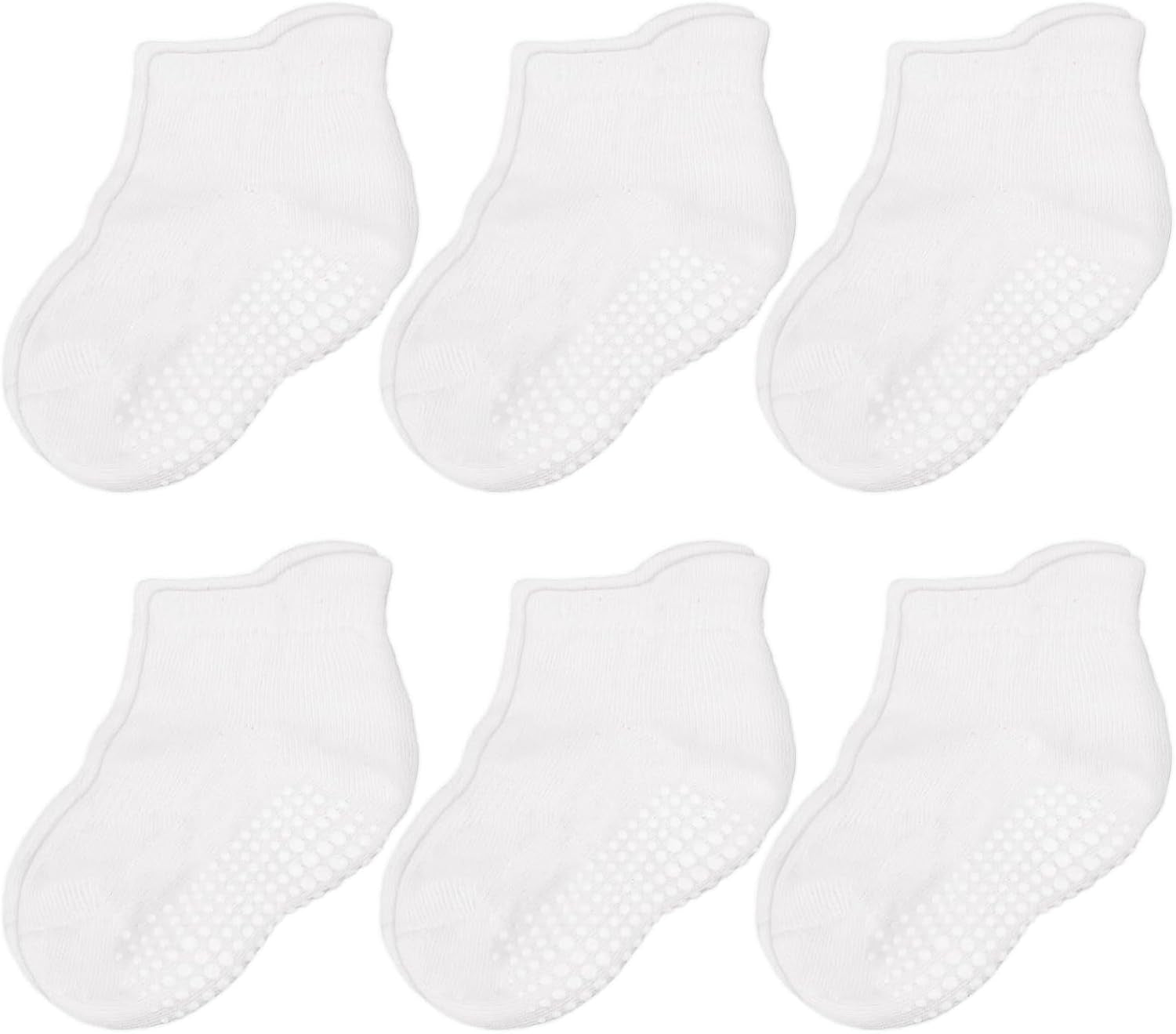 Baby & Toddler Socks with Grippers Non Slip Ankle Grip Socks for Boys and Girls Babies - Comfy Soft Cotton - 6 Pack