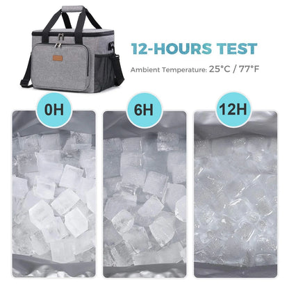 Insulated Lunch Bag Box for Women Men, Reusable Cooler Tote Bag, Black