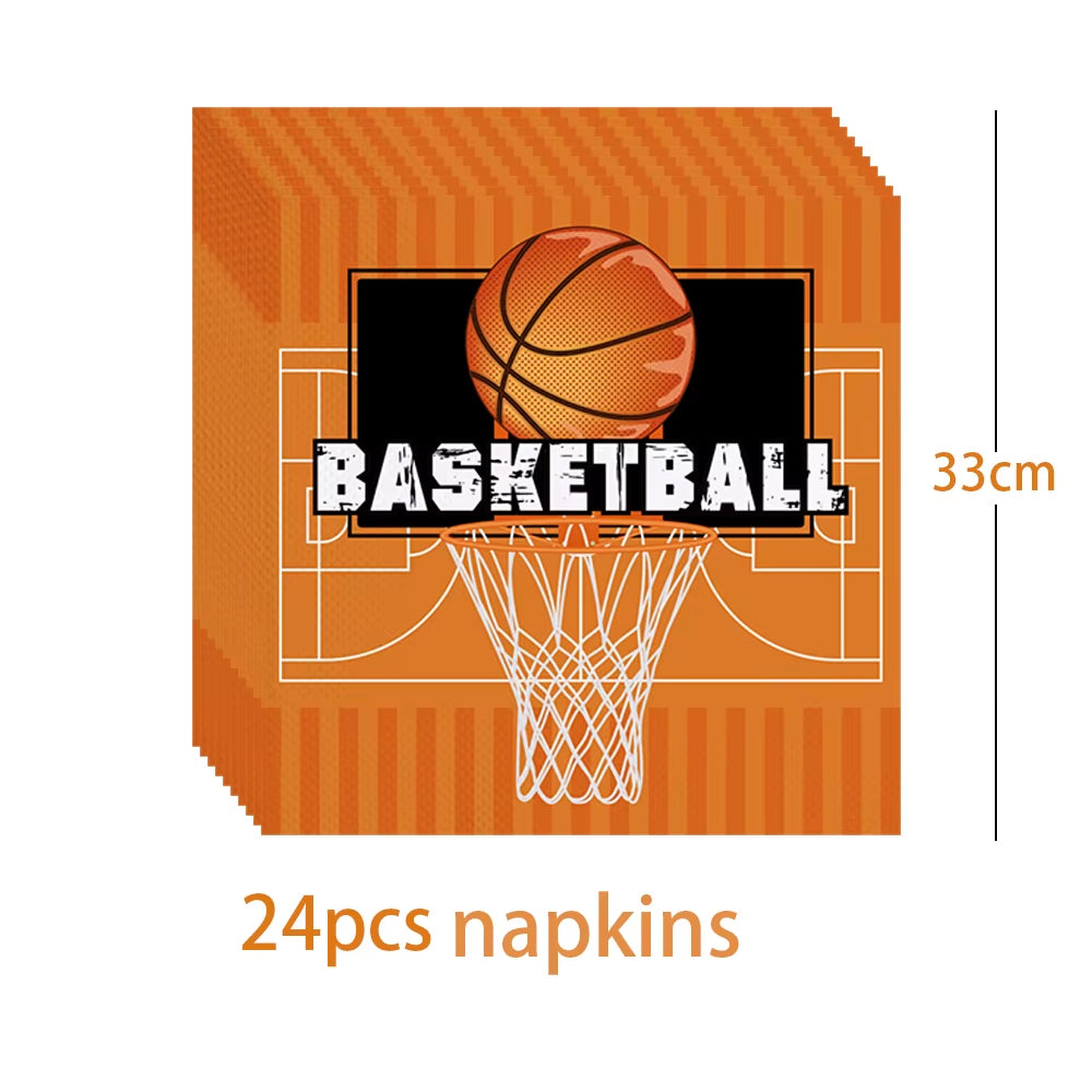 Basketball Theme Birthday Decorations Party Disposable Tableware Paper Napkins Cups Plates Tablecloths Straw