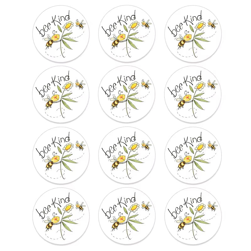 24/48Pcs Bee Kind Bee Happy Stickers for Wedding Birthday Party Baby Shower Decor Cute Animal Bee Stickers Kids Toy Gift
